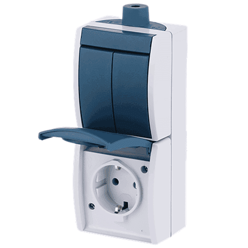 Busch-Jaeger Ocean surface-mounted series combination switch with earth connection, 1-gang