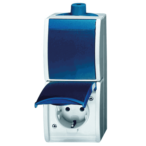 Busch-Jaeger Ocean surface-mounted two-way combination switch with earth connection, 1-gang