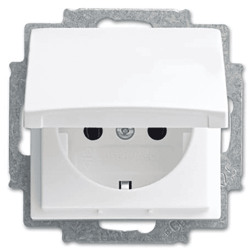 Busch-Jaeger Balance flush-mounted socket outlet with earth connection and hinged cover, 1-gang