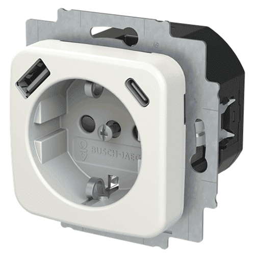 Busch-Jaeger Reflex flush-mounted socket outlet with earth connection and USB, 1-gang