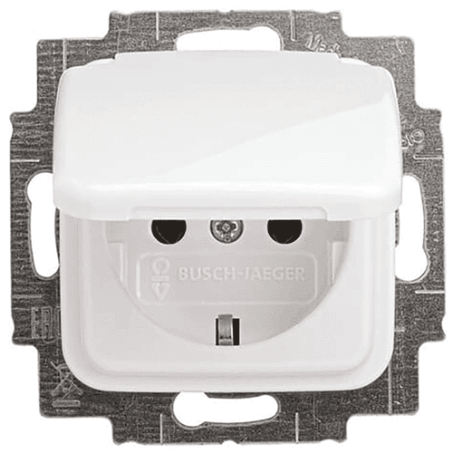 Busch-Jaeger Reflex flush-mounted socket outlet with earth connection and hinged cover, 1-gang