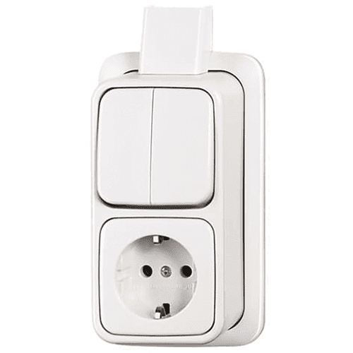 Busch-Jaeger AP opbouw combinaite schakelaar met randaarde, enkelvoudig