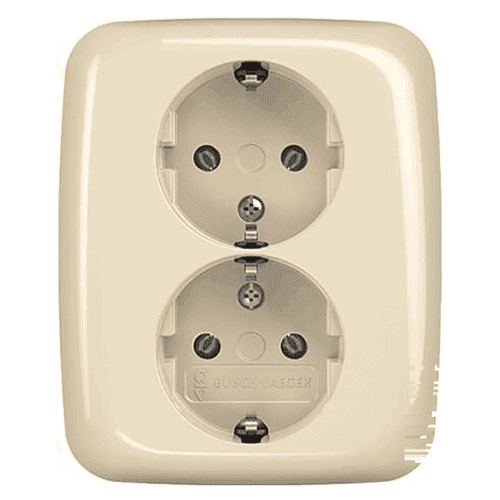 Busch-Jaeger SI flush-mounted socket outlet with earth connection, 2-gang