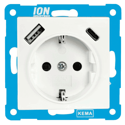 ION Industries socket outlet grounded USB-A & -C KDV V1/J1