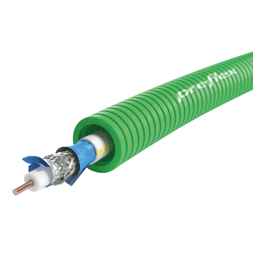 Preflex SAFE® flexibele voorbedrade buis met media- kabel op rol