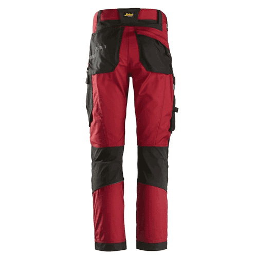 Snickers FlexiWork work trousers+ 6903 - chili red/black detail 2