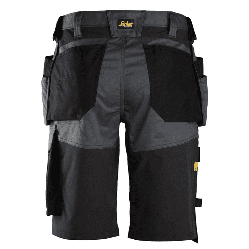 Snickers short work trousers AllroundWork stretch loose fit 6151, steel grey/black detail 2
