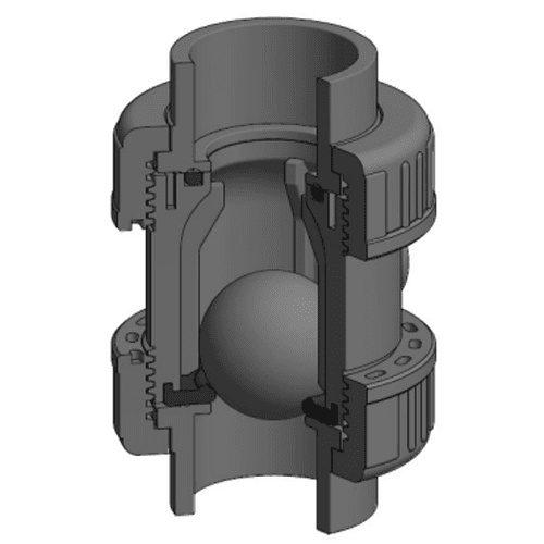 PVC ball non-return valve, PN16 detail 2