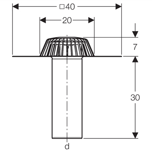 Geberit rainwater drainage outlet for bitumen roof, 90 mm detail 2