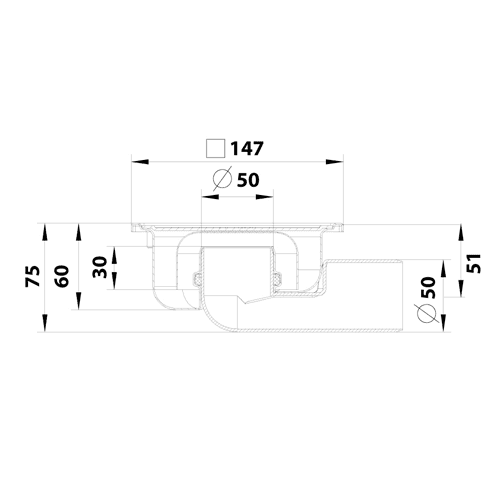 Blücher Compact vloerput, 147 x 147mm, niet verstelbaar detail 2