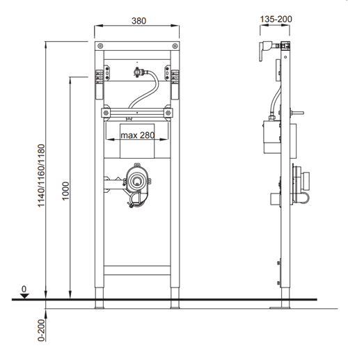 Wisa XS urinal with pre-assembled electronics, H=118 cm W=38 cm detail 2
