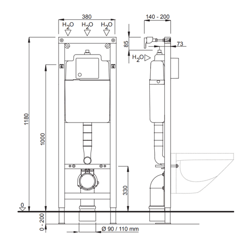 Wisa XS inbouwreservoir met bedieningspaneel Argos, wit detail 2