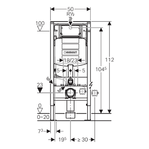 Geberit inbouwreservoir wand-wc Duofix Sigma 12cm detail 2