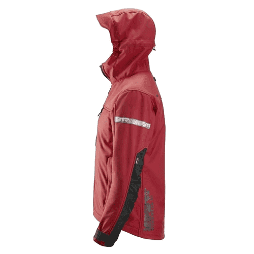 Snickers AllroundWork Soft Shell jacket with hood 1229 - chilli red/black detail 3