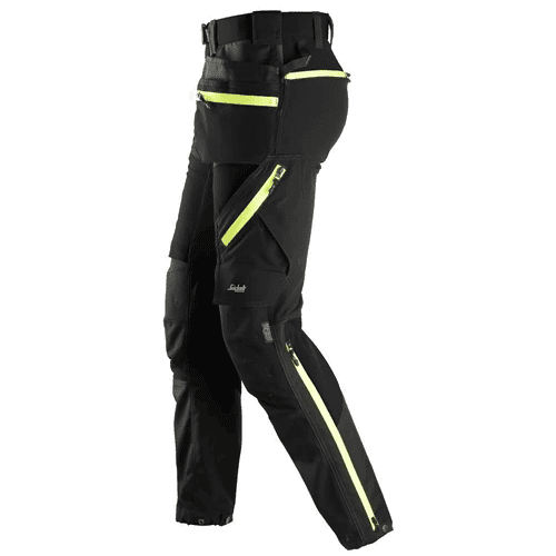 Snickers work trousers+ FlexiWork 6940 - black/neon yellow detail 3