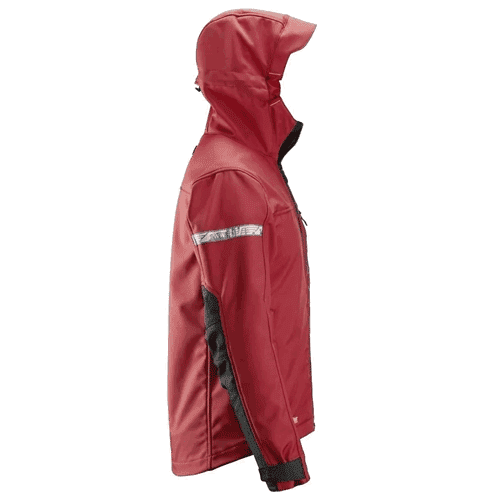 Snickers AllroundWork Soft Shell jacket with hood 1229 - chilli red/black detail 4