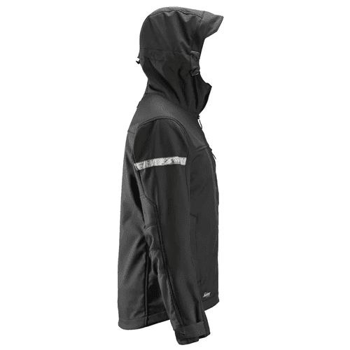 Snickers AllroundWork Soft Shell jacket with hood 1229 - black/black detail 4