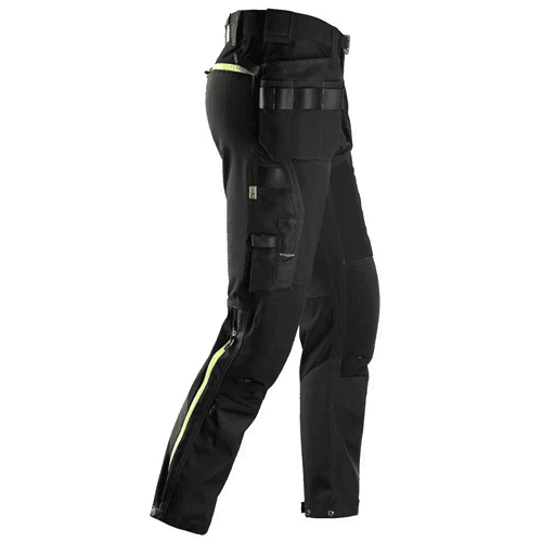 Snickers work trousers+ FlexiWork 6940 - black/neon yellow detail 4